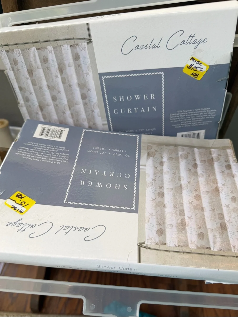 Coastal Cottage Seashell Shower Curtain - White & Light Taupe